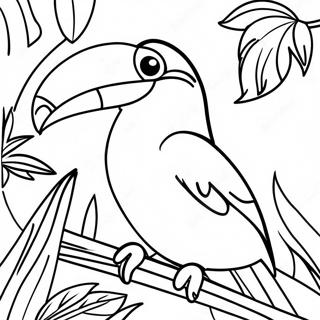 Colorful Toucan In Tropical Jungle Coloring Page 17505-14698