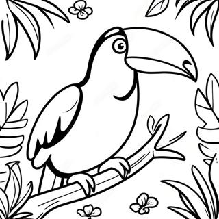 Colorful Toucan In Tropical Jungle Coloring Page 17505-14699