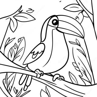 Colorful Toucan In Tropical Jungle Coloring Page 17505-14700