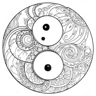 Intricate Yin Yang Design Coloring Page 17565-14748