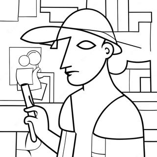 Cubist Picasso Painting Coloring Page 17575-14755