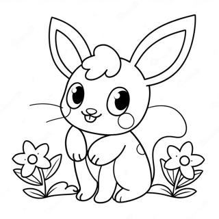 Cute Sylveon With Flowers Coloring Page 17636-14793