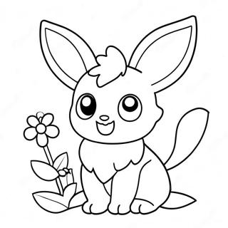 Cute Sylveon With Flowers Coloring Page 17636-14795