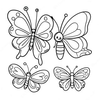 Colorful Butterfly Bugs Coloring Page 17716-14857