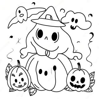 Spooky Aesthetic Halloween Decorations Coloring Page 17726-14867