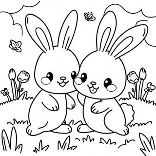 Happy Sunny Bunnies Playing In The Meadow Coloring Page 17736-14876