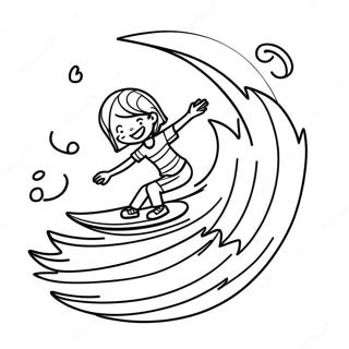 Kids Surfing On Colorful Waves Coloring Page 17766-14898