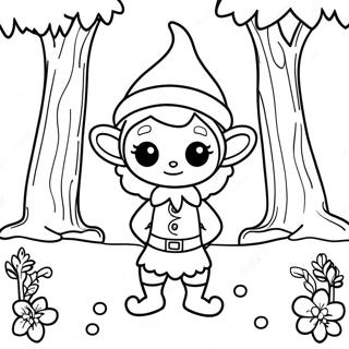 Whimsical Elf In Forest Coloring Page 17886-14993