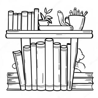 Colorful Pageshelf With Books Coloring Page 17896-15002