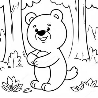 Cute Hey Bear Playing In The Forest Coloring Page 17986-15073