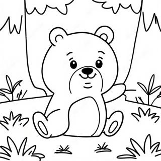 Cute Hey Bear Playing In The Forest Coloring Page 17986-15074