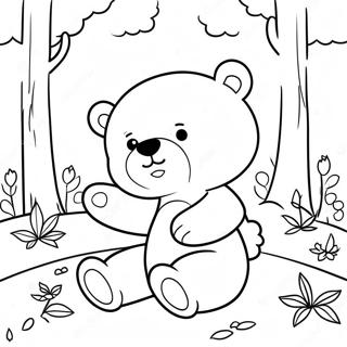 Cute Hey Bear Playing In The Forest Coloring Page 17986-15075