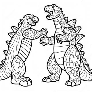 Epic Godzilla Battle Coloring Page 18016-15098