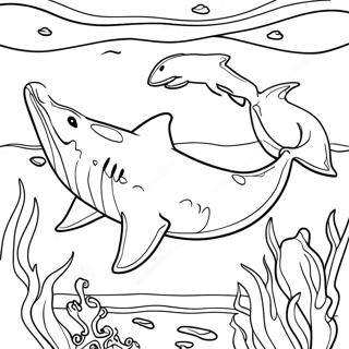 Megalodon Swimming In The Ocean Coloring Page 1802-1486