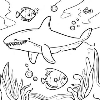 Megalodon Swimming In The Ocean Coloring Page 1802-1487