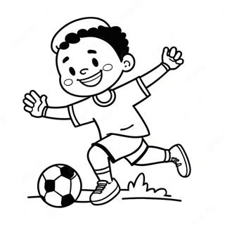 Happy Black Boy Playing Soccer Coloring Page 18036-15113