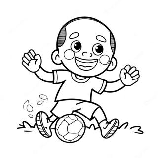 Happy Black Boy Playing Soccer Coloring Page 18036-15114