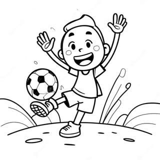 Happy Black Boy Playing Soccer Coloring Page 18036-15115