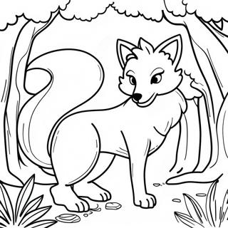 Mystical Nine Tailed Fox In Forest Coloring Page 18046-15121