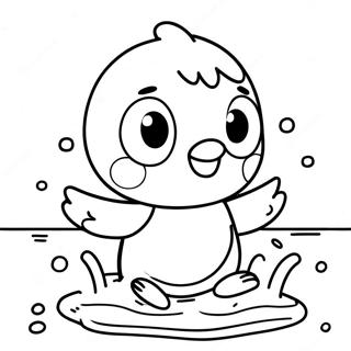 Cute Piplup Playing In Water Coloring Page 18196-15249