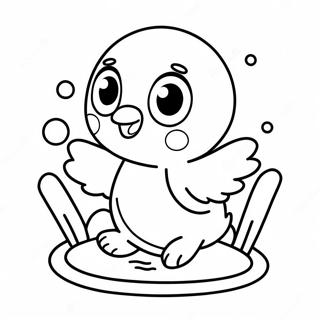 Cute Piplup Playing In Water Coloring Page 18196-15250