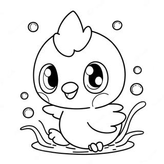 Cute Piplup Playing In Water Coloring Page 18196-15251