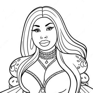 Nicki Minaj In Glamorous Outfit Coloring Page 18256-15297