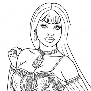 Nicki Minaj In Glamorous Outfit Coloring Page 18256-15298