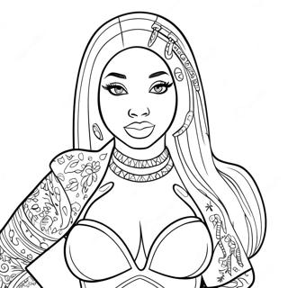 Nicki Minaj In Glamorous Outfit Coloring Page 18256-15299