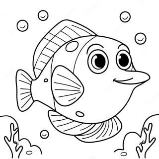 Happy Flounder Swimming Coloring Page 18286-15322