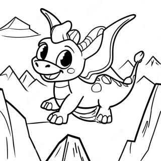 Spyro Flying Over Mountains Coloring Page 18346-15370