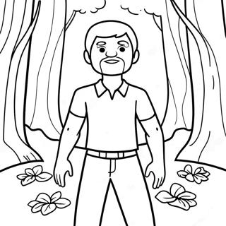 Creepy Herobrine In The Forest Coloring Page 18356-15377