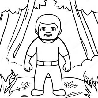 Creepy Herobrine In The Forest Coloring Page 18356-15378