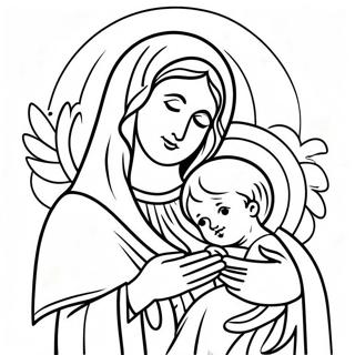 Beautiful Virgin Mary With Baby Jesus Coloring Page 18396-15409