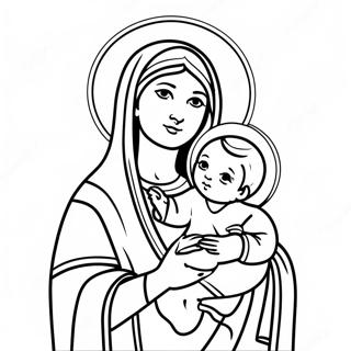 Beautiful Virgin Mary With Baby Jesus Coloring Page 18396-15411