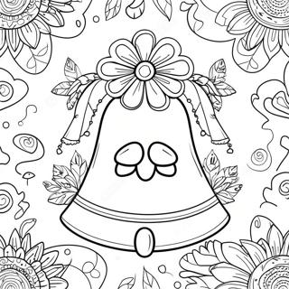 Elegant Bell With Flowers Coloring Page 18426-15433