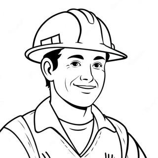 Construction Worker In Hard Hat Coloring Page 18455-15454