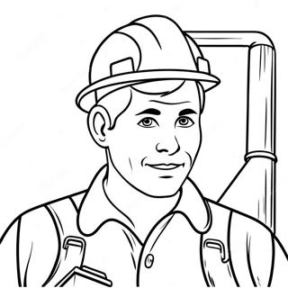 Construction Worker In Hard Hat Coloring Page 18455-15455