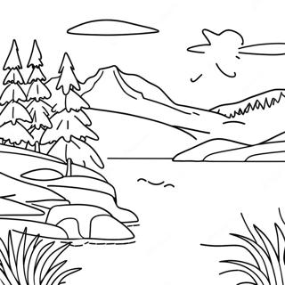 Beautiful Minnesota Lake Scene Coloring Page 18466-15465