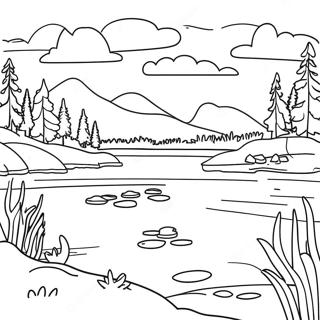 Beautiful Minnesota Lake Scene Coloring Page 18466-15466