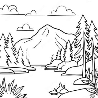 Beautiful Minnesota Lake Scene Coloring Page 18466-15467