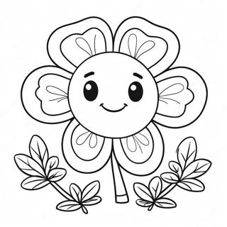 Cute 4 H Clover With Smiling Face Coloring Page 18486-15481