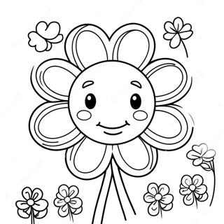 Cute 4 H Clover With Smiling Face Coloring Page 18486-15482