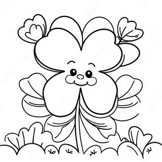 Cute 4 H Clover With Smiling Face Coloring Page 18486-15483