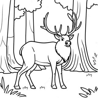 Majestic Elk In Forest Coloring Page 18566-15545