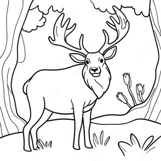 Majestic Elk In Forest Coloring Page 18566-15546