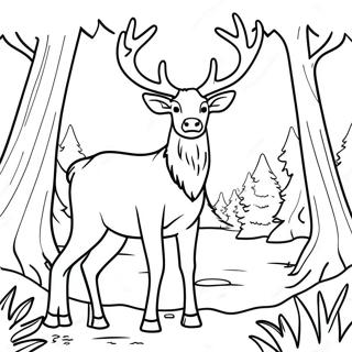 Majestic Elk In Forest Coloring Page 18566-15547