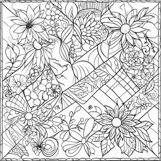 Colorful Patchwork Quilt Coloring Page 18616-15585