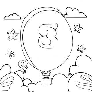 Colorful Number 3 Balloon Coloring Page 18626-15594