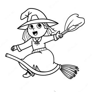 Spooky Witch Flying On A Broomstick Coloring Page 1862-1533